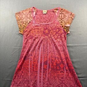 Y2K Daytrip womens sz S multicolored horizontal striped short sleeve top